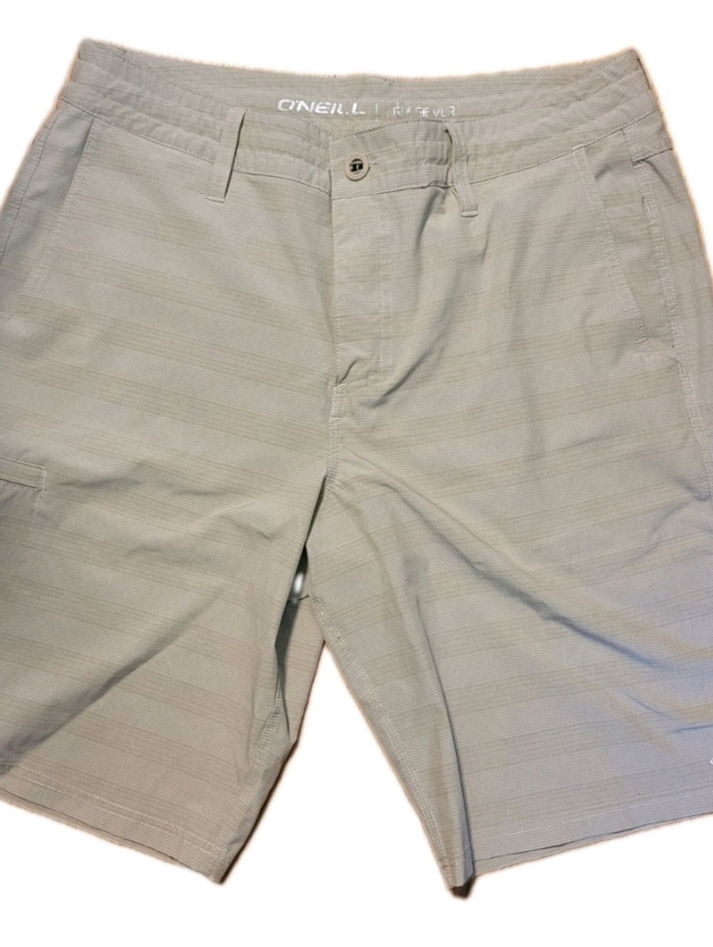 O'Neill Men's Tan Flat-Front Casual Shorts 34 Crossover Leg Pocket Activewear
